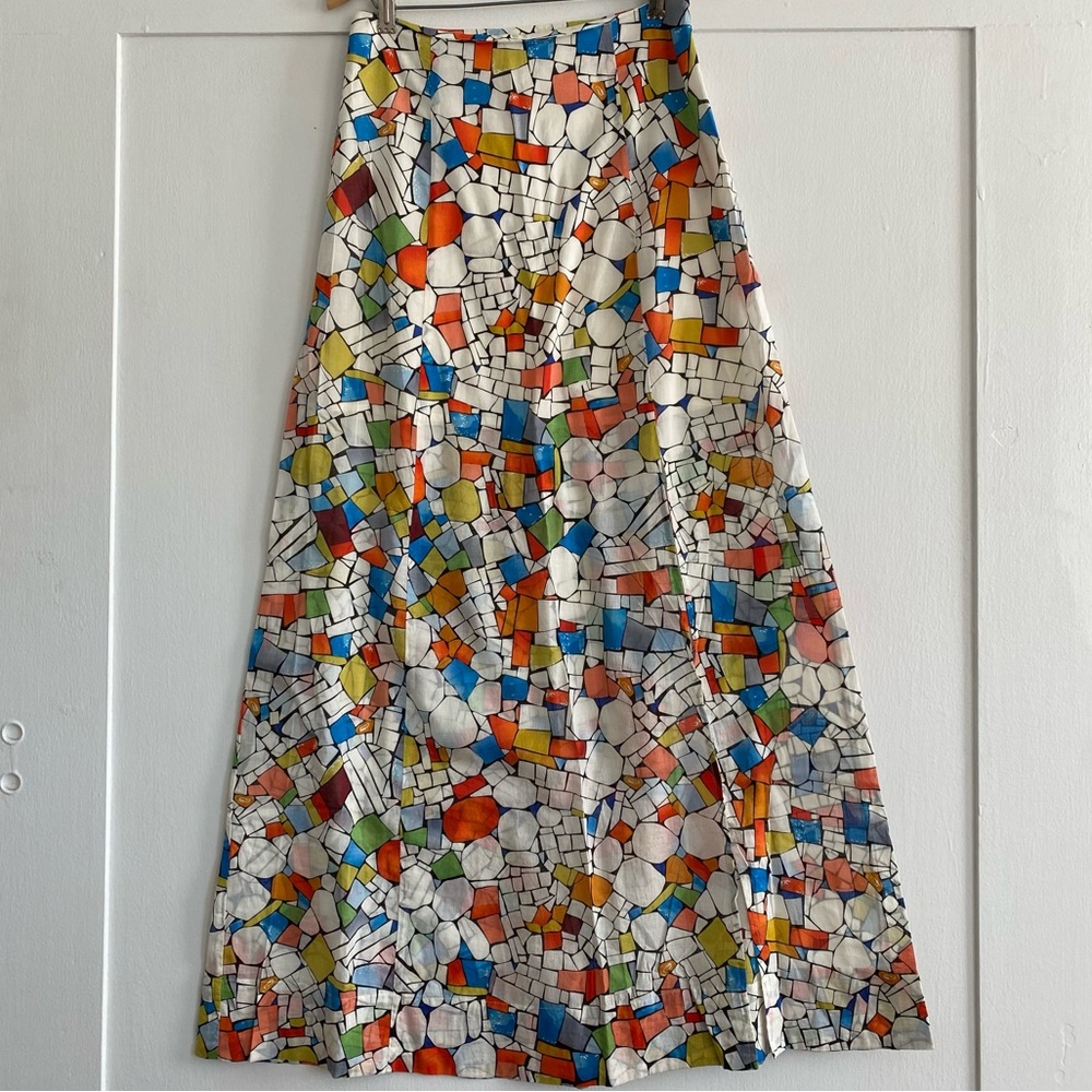 Anthropologie Maeve Milticolored Leadlight Stained Glass Maxi Skirt | Size 2